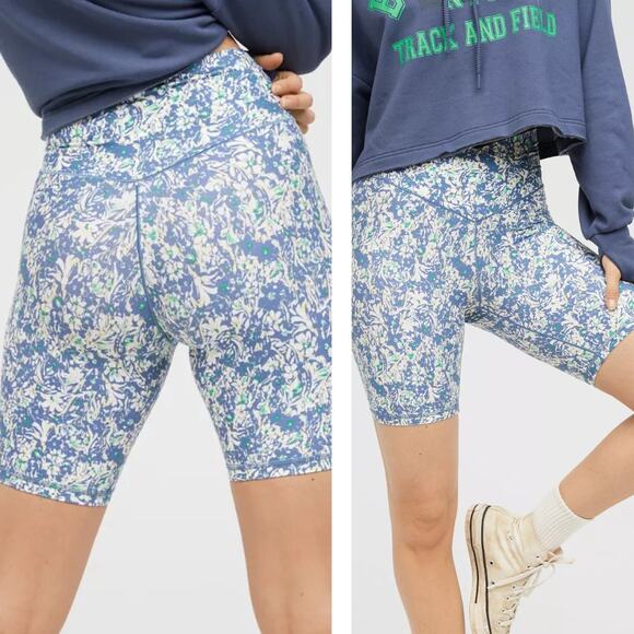 NWT OFFLINE By Aerie Real High Waisted Crossover 7" Bike Short Size Medium Blue - Picture 1 of 6